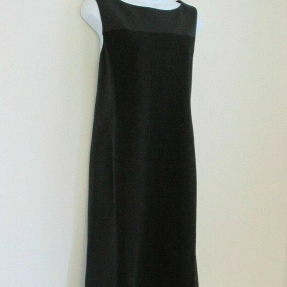 NWT EILEEN FISHER Charcoal Stretch Color Block Scoop Neck Sleeveless Dress 12 14 - Picture 2 of 7